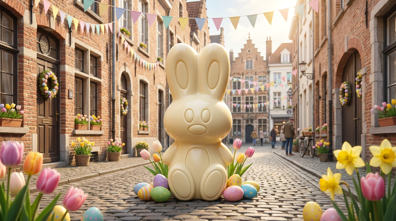 White chocolate Easter bunny 45grs: a delicate Belgian treat