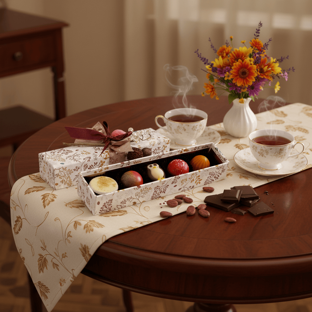 Warm shadow pralines: Belgian chocolates with autumn flavors