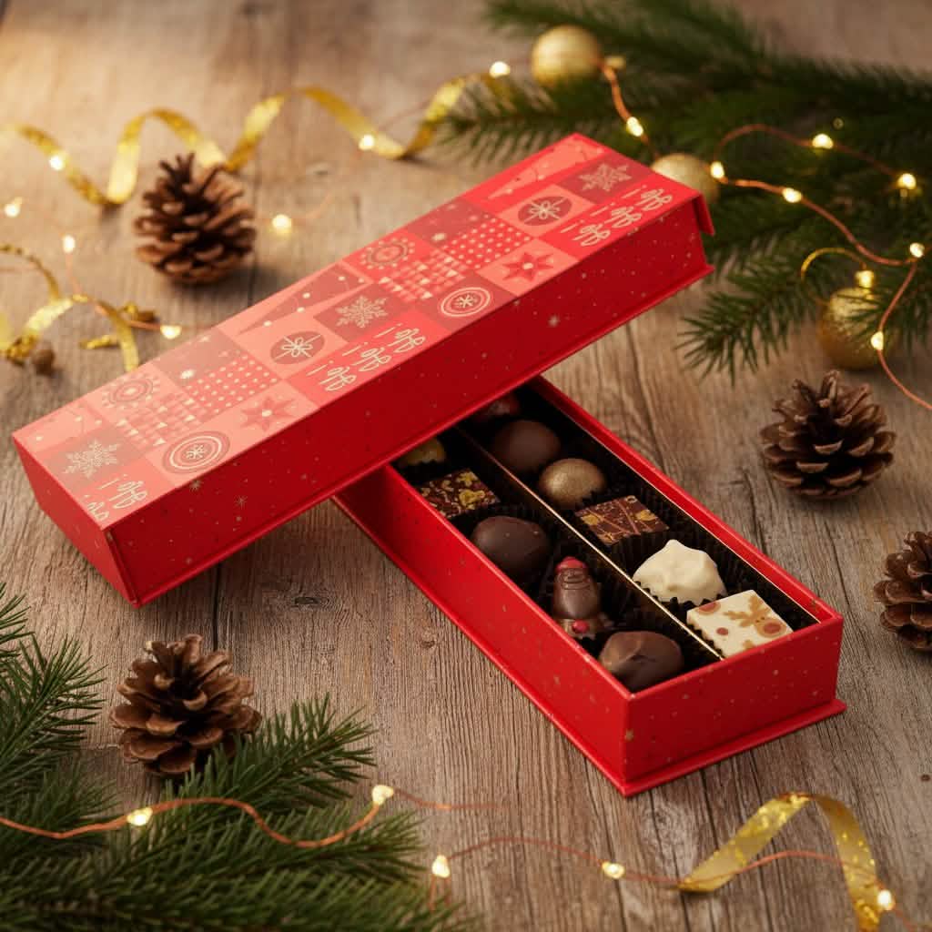 Weihnachten 14 Pralinen und Trüffel Schachtel ho-ho-ho 225g