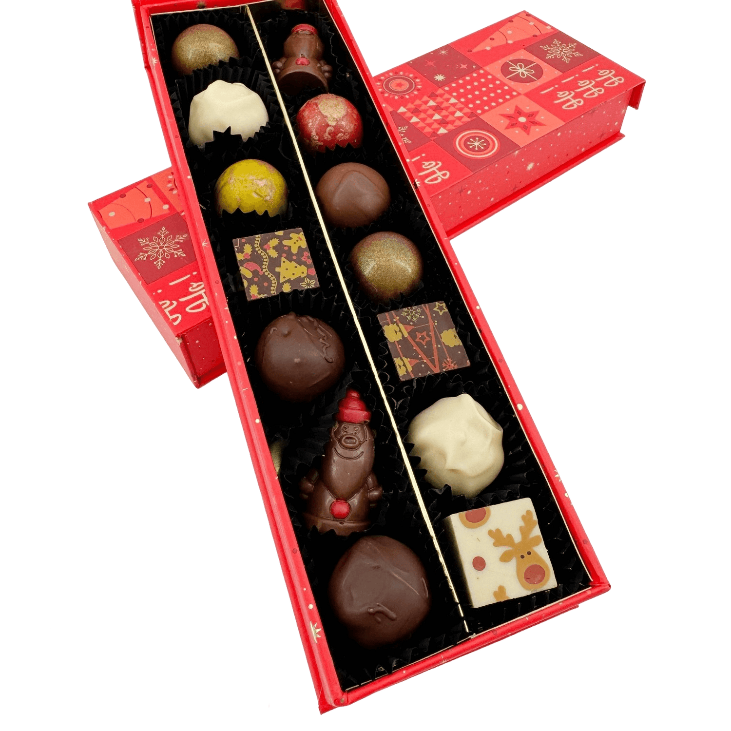 Weihnachten 14 Pralinen und Trüffel Schachtel ho-ho-ho 225g