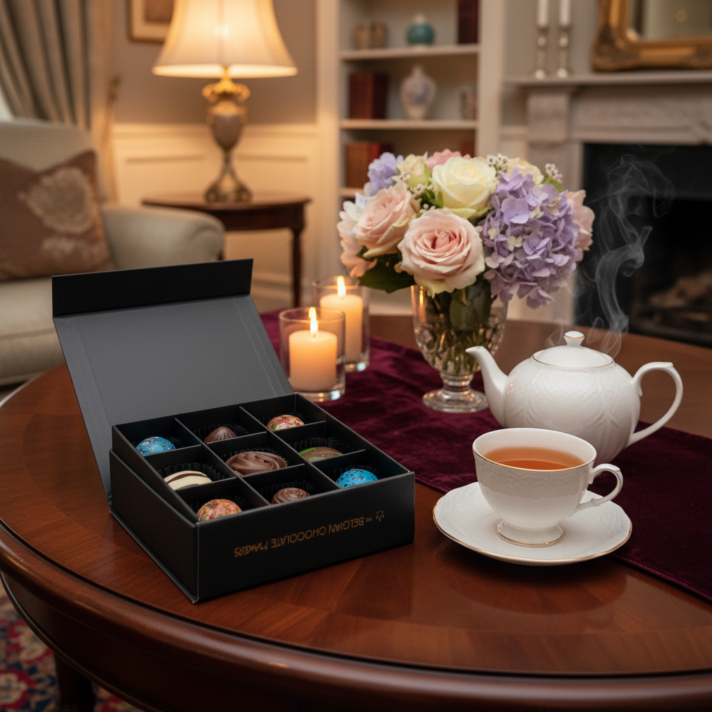 Luxury box of 9 chocolate pralines 135g