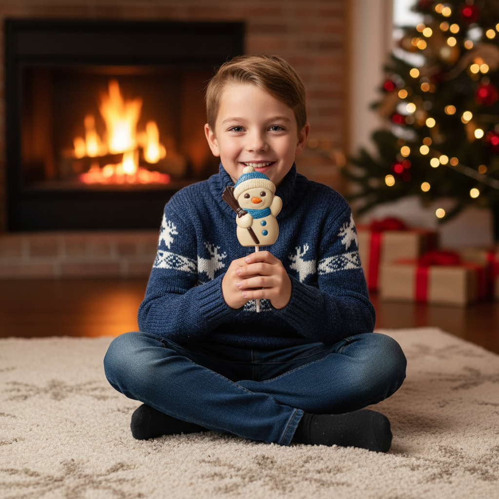 Muñeco de nieve de chocolate blanco