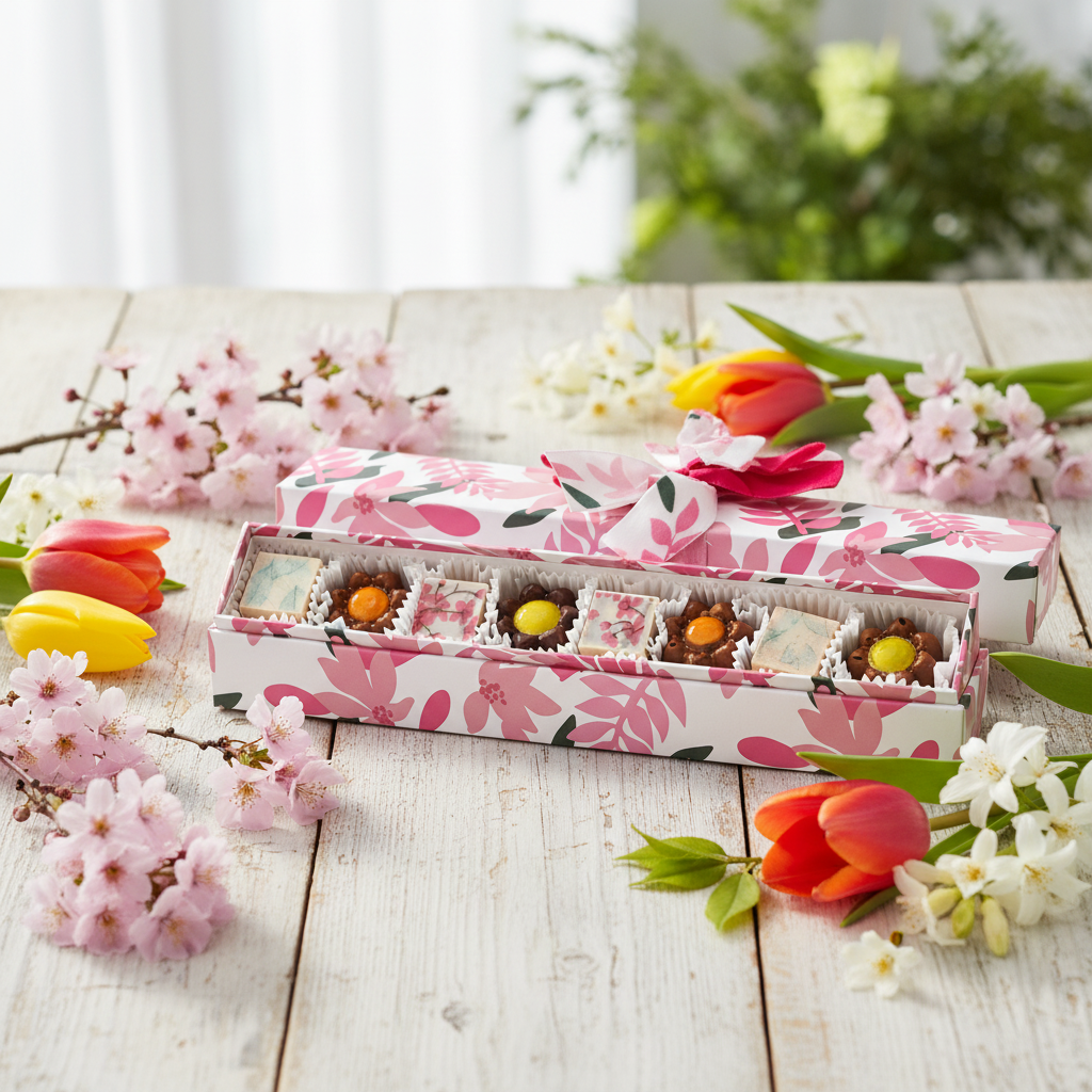 Frühlingskarton mit 7 Pralinen 135g