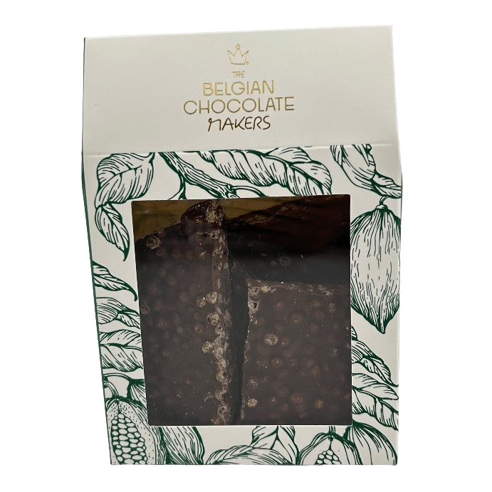 Dark chocolate broken bars with puffed rice