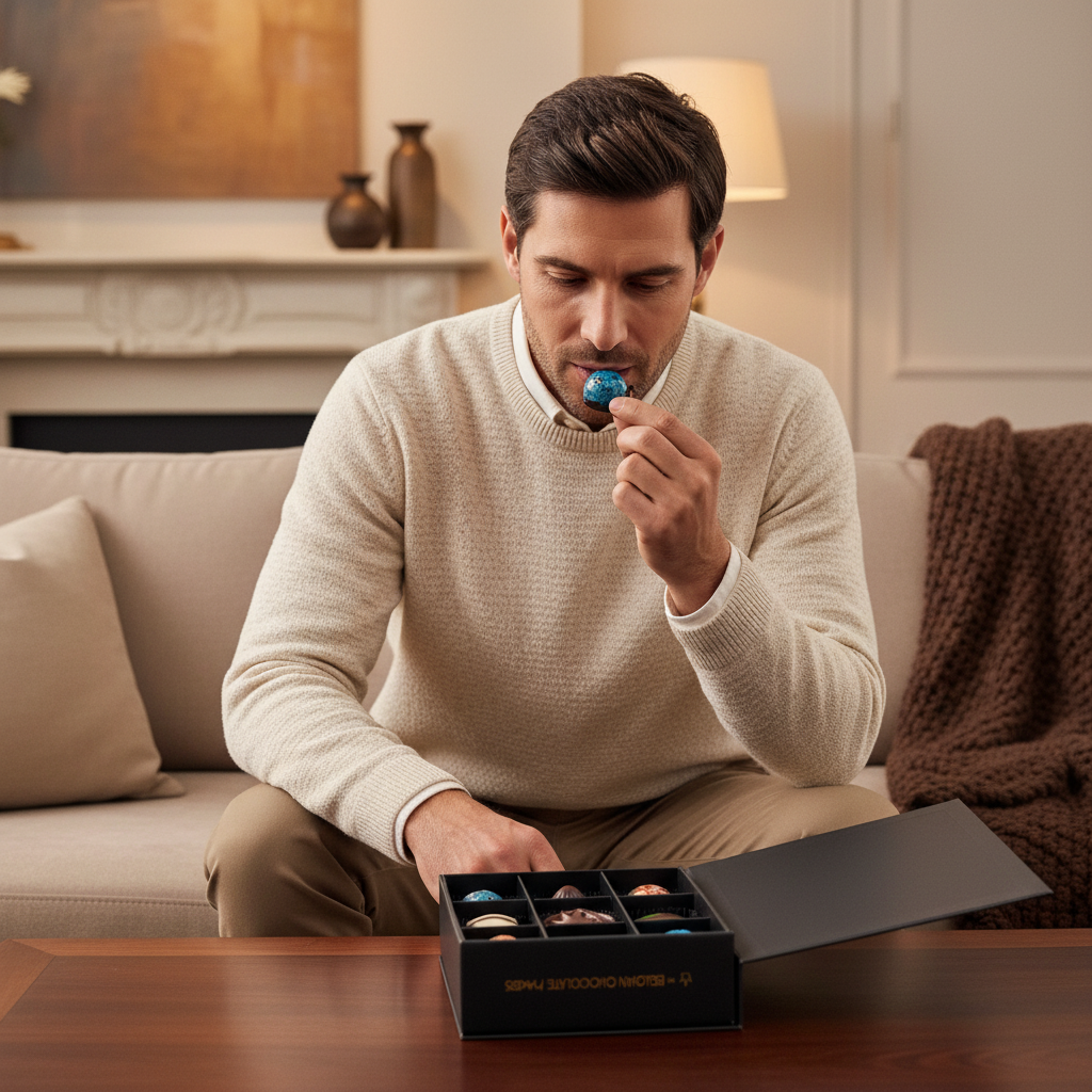 Luxury box of 9 chocolate pralines 135g