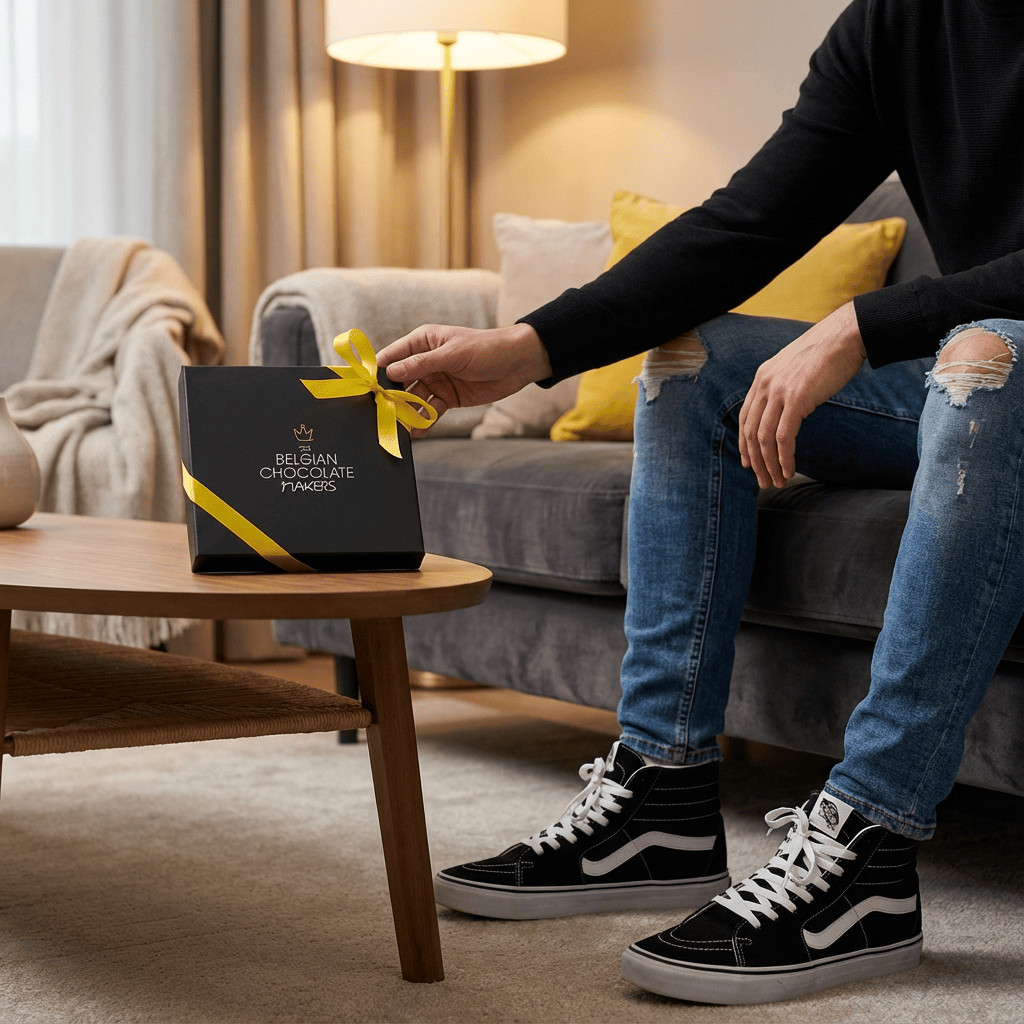 Black temptation box of 9 chocolate pralines 135g 5407008476632 The Belgian Chocolate Makers