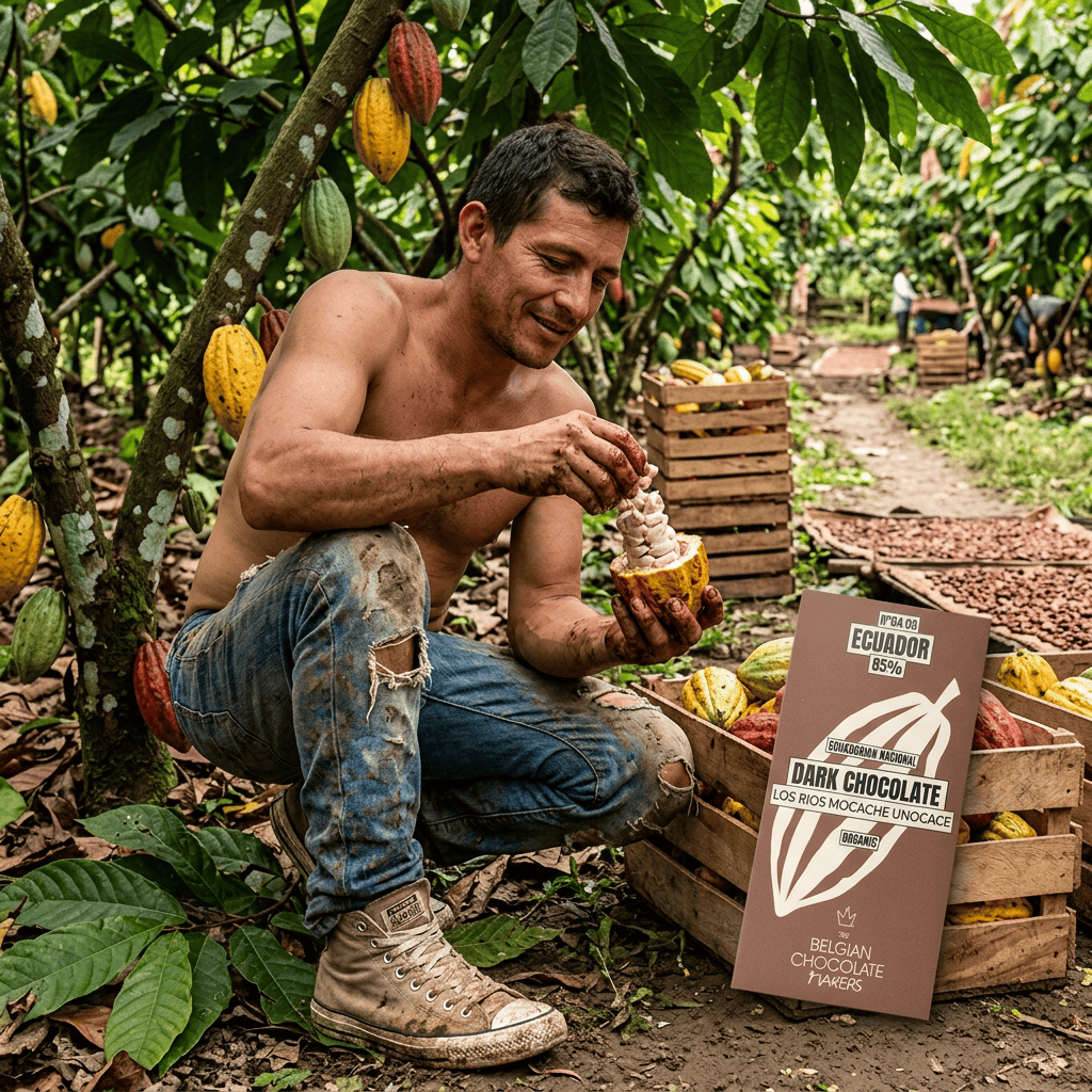 Chocolate bar origin Ecuador Los Rios Mocache Unocace 85% 5407008470227 The Belgian Chocolate Makers