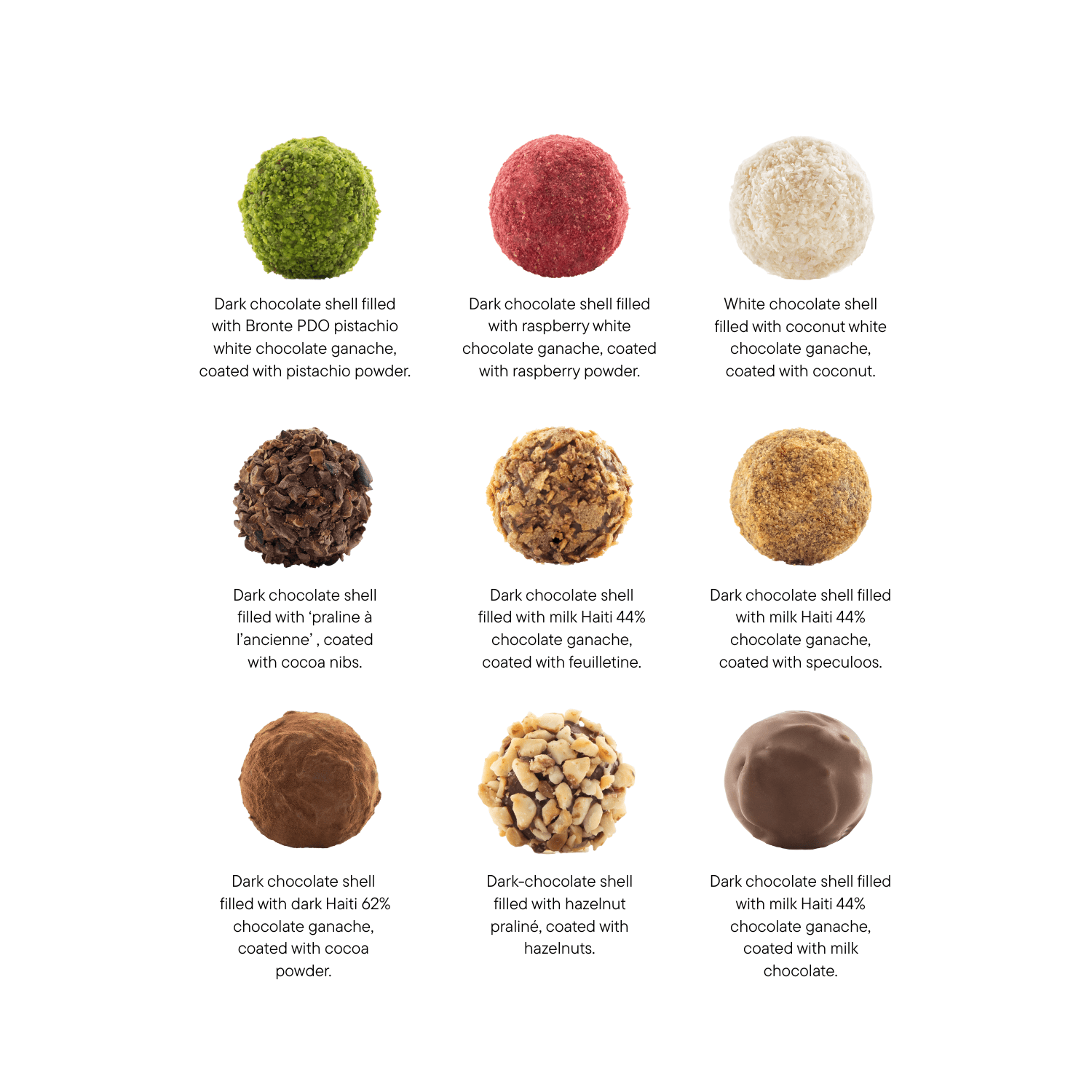 Chocolate truffles mix flavours 4 pieces 50g 5407008477998 The Belgian Chocolate Makers