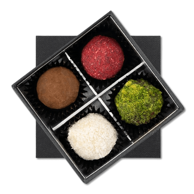 Chocolate truffles mix flavours 4 pieces 50g 5407008477998 The Belgian Chocolate Makers