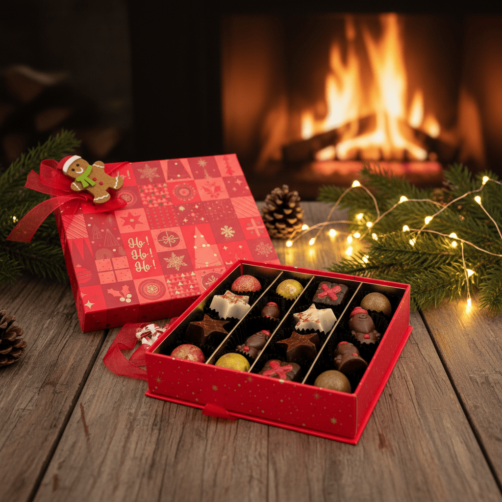 Christmas 16 pralines box ho-ho-ho 240g 5407008479435 The Belgian Chocolate Makers