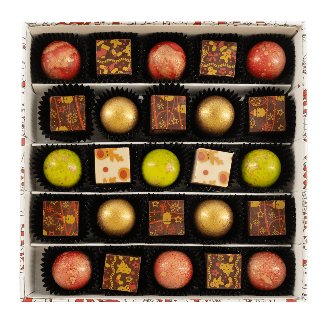 Christmas box 25 pralines 375g 5407008477943 The Belgian Chocolate Makers