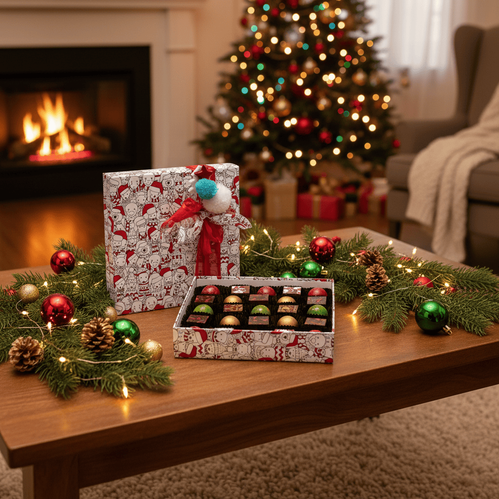 Christmas box 25 pralines 375g 5407008477943 The Belgian Chocolate Makers