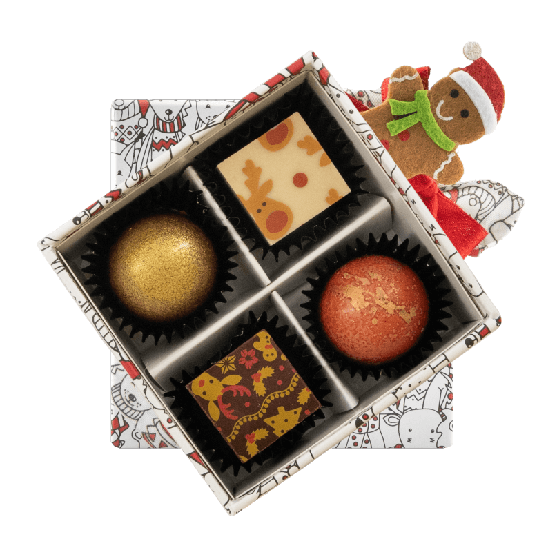 Christmas box 4 pralines 50g 5407008479497 The Belgian Chocolate Makers