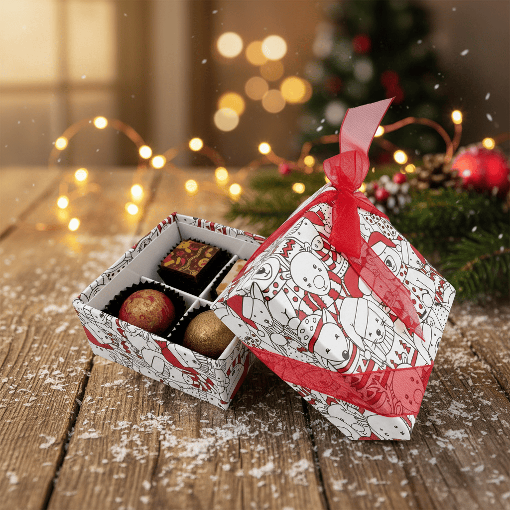 Christmas box 4 pralines 50g 5407008479497 The Belgian Chocolate Makers