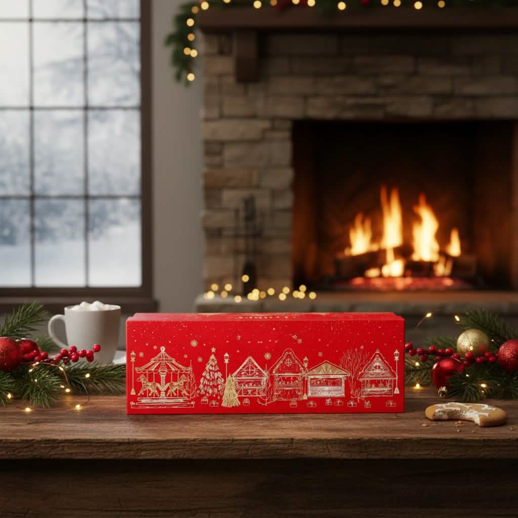 Christmas village box 14 pralines and truffles 225g 5407008478490 The Belgian Chocolate Makers