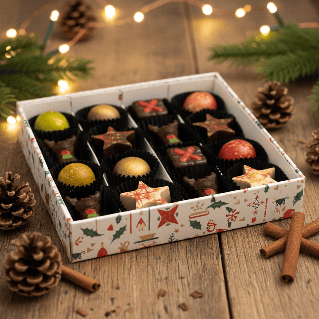 Christmas winter wonderland 16 pralines 240g 5407008479404 The Belgian Chocolate Makers