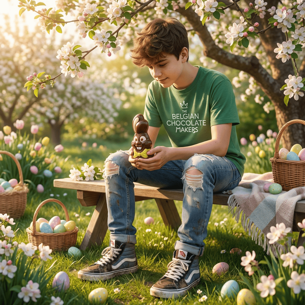 Dark chocolate bunny chest 150g 5407008477257 The Belgian Chocolate Makers