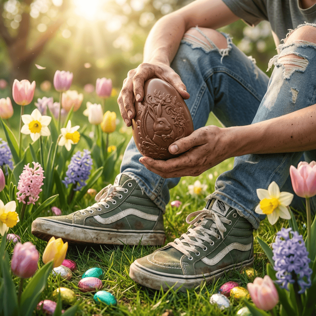 Dark chocolate bunny Easter egg 320g and mini eggs inside 5407008471576 The Belgian Chocolate Makers