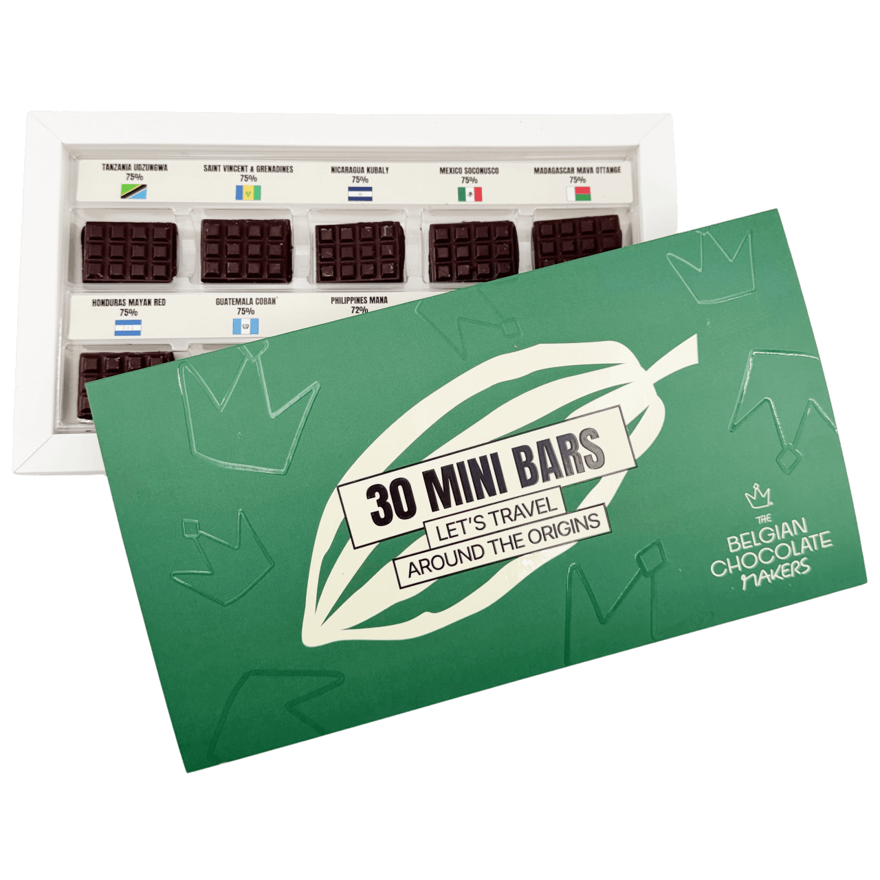 Dark chocolate discovery box with 30 mini bars 5407008478186 The Belgian Chocolate Makers