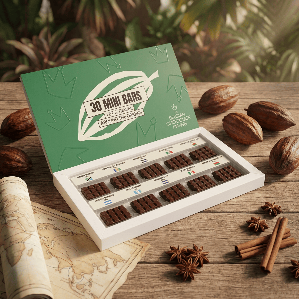 Dark chocolate discovery box with 30 mini bars 5407008478186 The Belgian Chocolate Makers