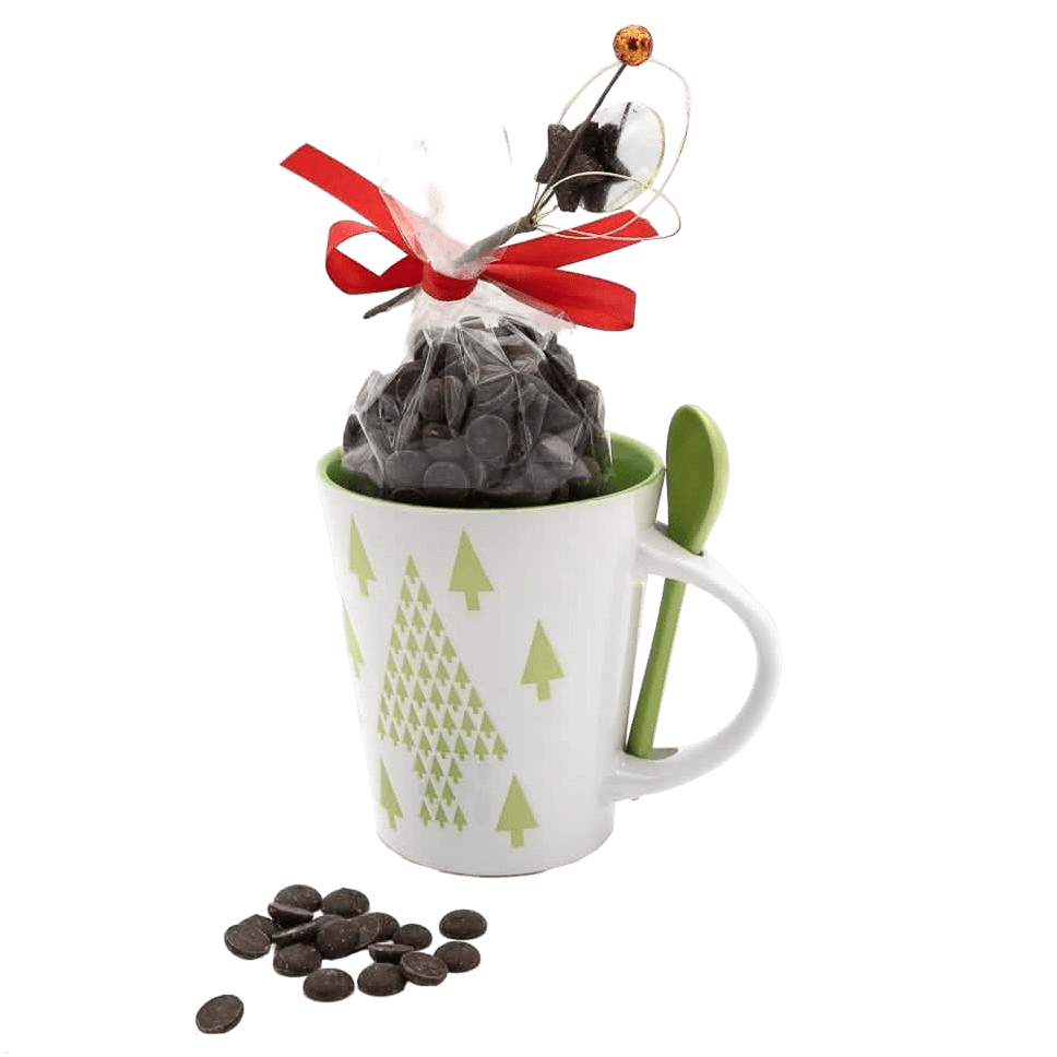 Dark chocolate drops in a Christmas tree mug 200g 5407008471507 The Belgian Chocolate Makers