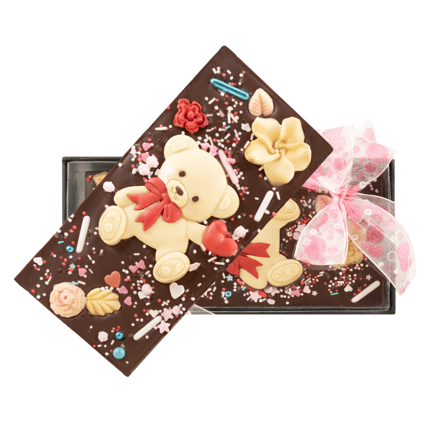 Dark chocolate love bear bar 120g 5407008478698 The Belgian Chocolate Makers