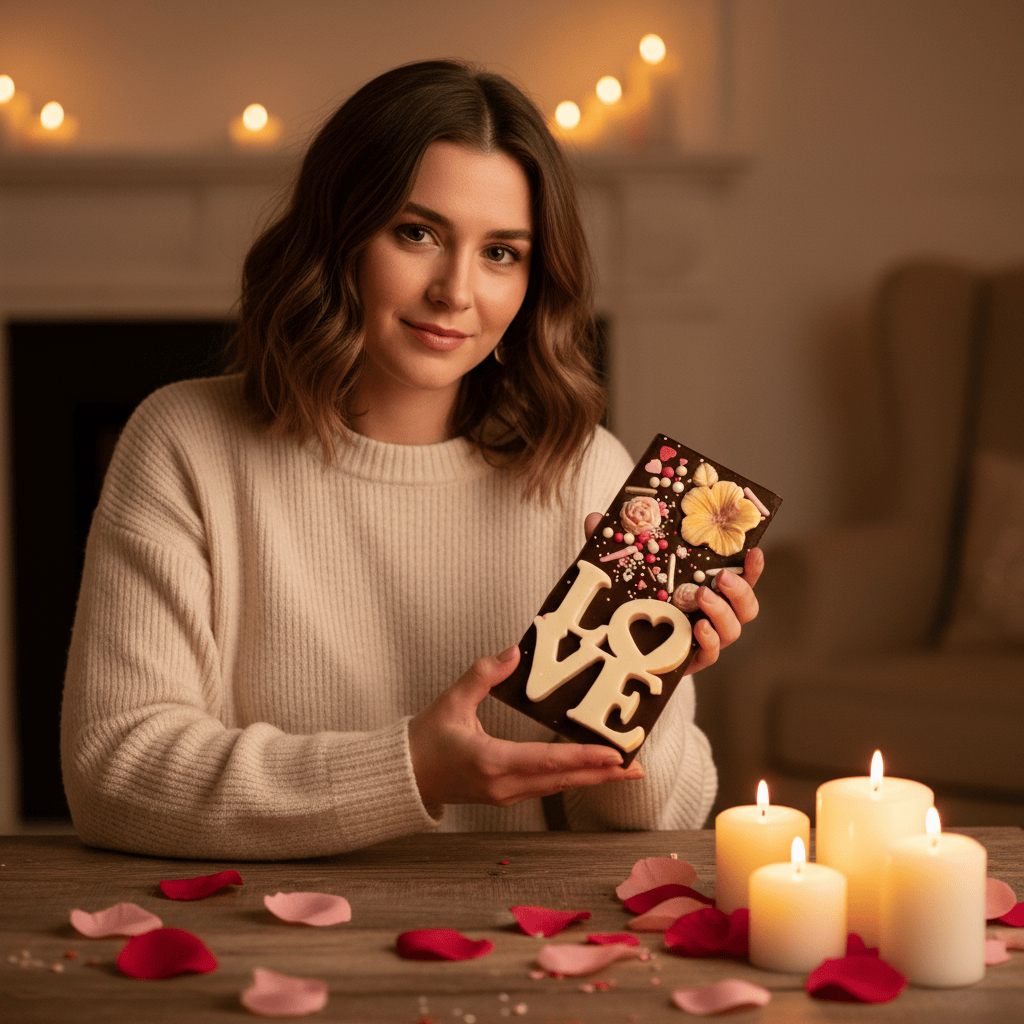 Dark chocolate red love bar 120g 5407008477172 The Belgian Chocolate Makers