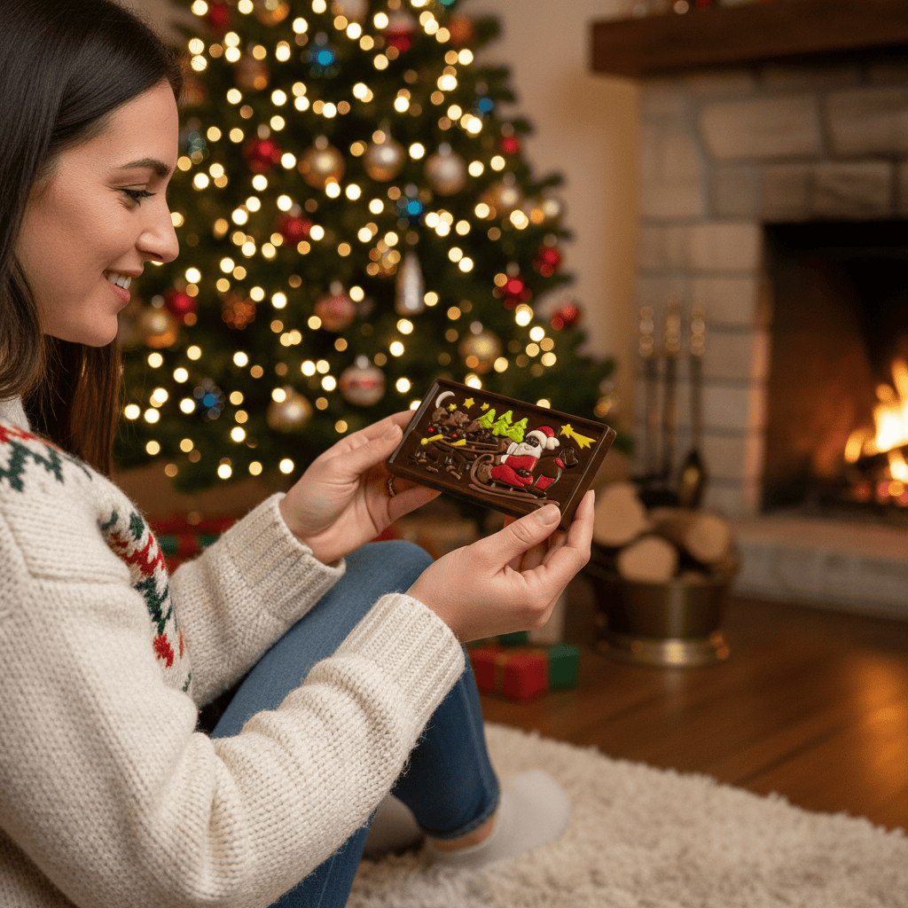 Dark chocolate Santa on a sledge bar 105g 5407008477462 The Belgian Chocolate Makers
