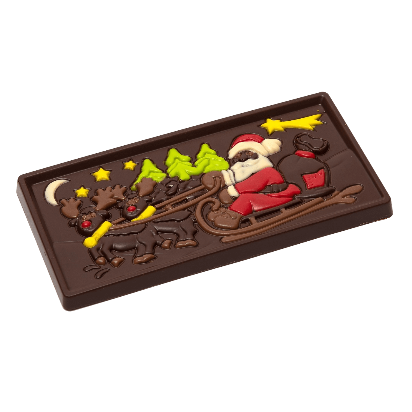 Dark chocolate Santa on a sledge bar 105g 5407008477462 The Belgian Chocolate Makers
