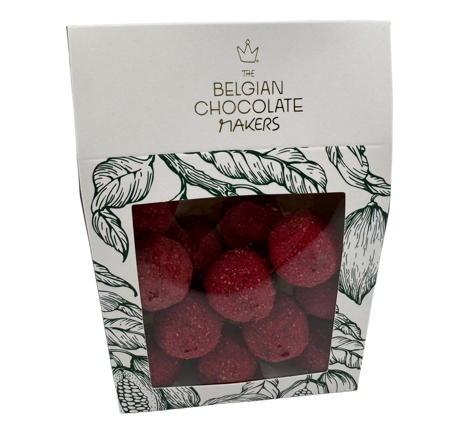 Pouch of Belgian truffles with raspberry coating 160g
