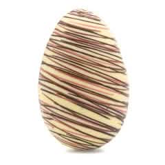Easter egg with chocolate stripes with 5 eggs inside (white) 220 Grs 5407008471675 The Belgian Chocolate Makers