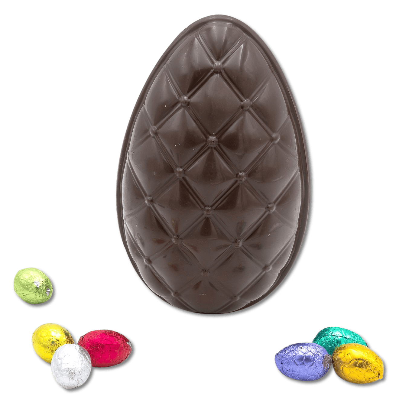 Elegant dark chocolate Easter egg with mini eggs inside 320g 5407008471699 The Belgian Chocolate Makers