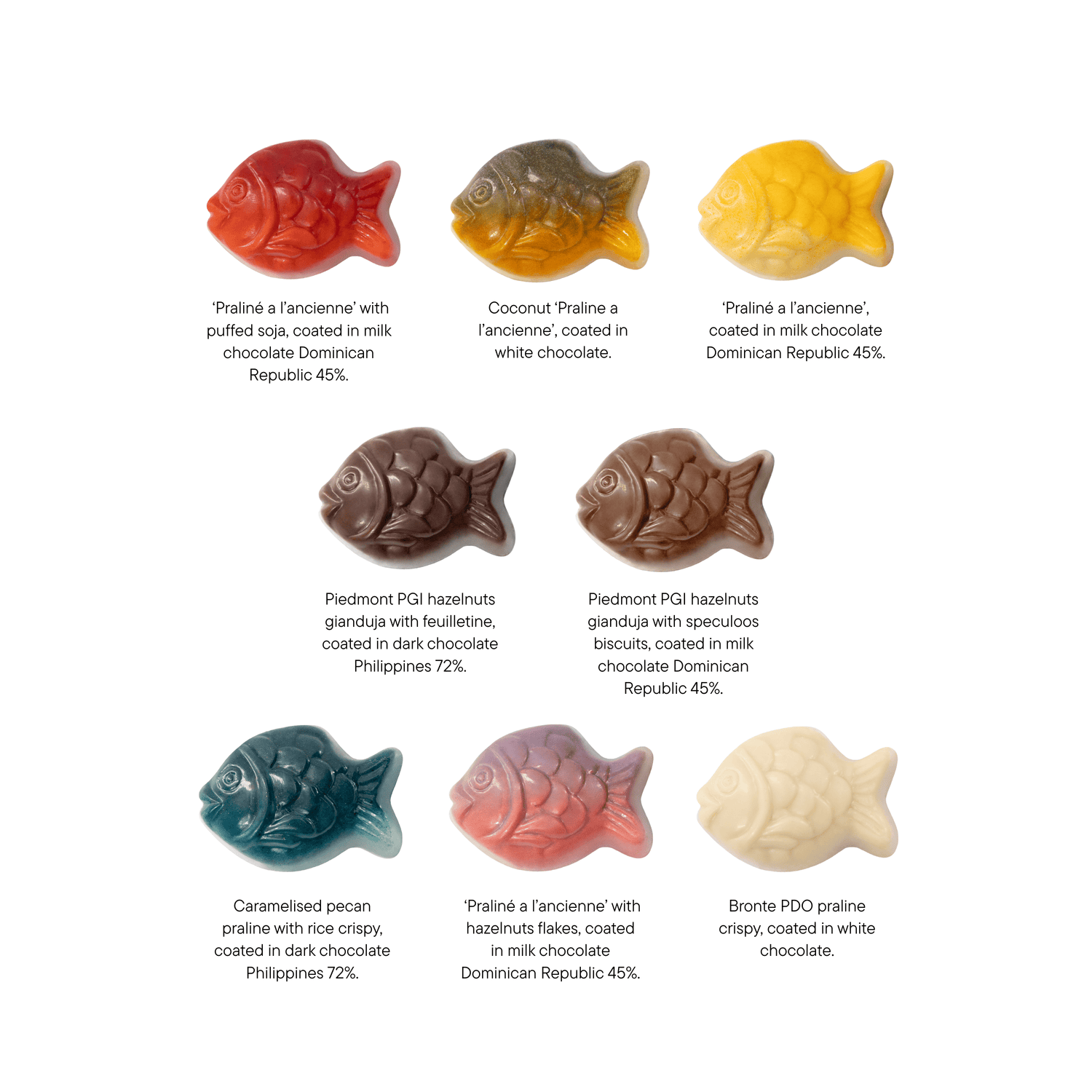 Fish pralines (mix) 120 Grs 5407008477622 The Belgian Chocolate Makers