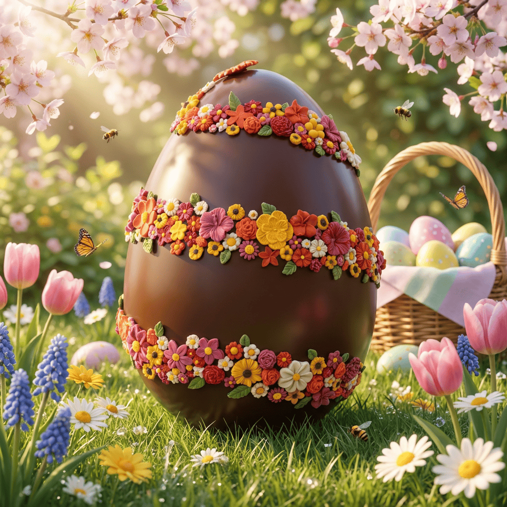 Flowers Easter giant egg milk chocolate 4.5kg 5407008479671 The Belgian Chocolate Makers