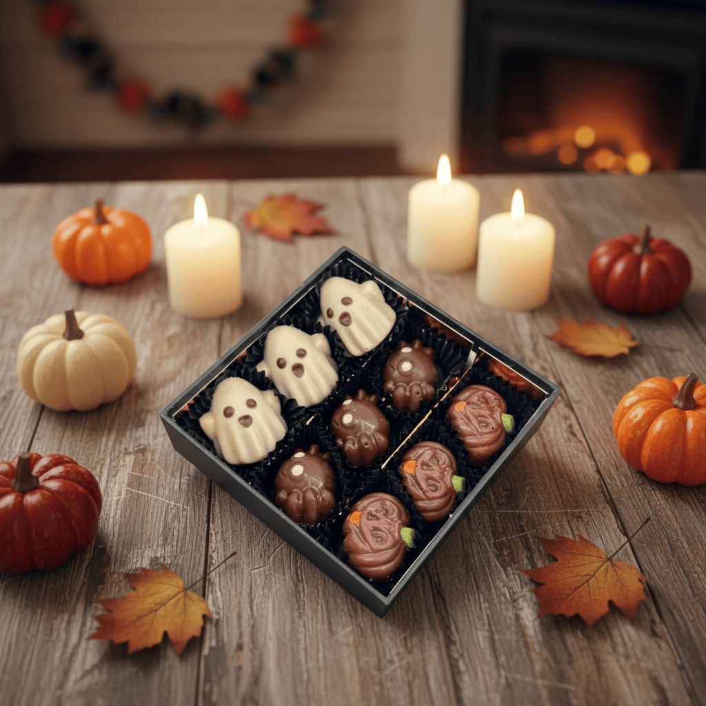 Halloween box of 9 Belgian pralines 135g 5407008470173 The Belgian Chocolate Makers