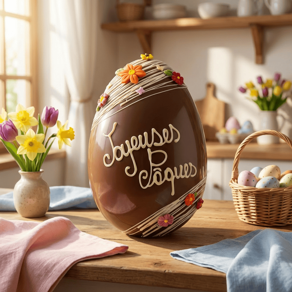 Joyeuses Pâques dark chocolate Easter egg 800g 5407008479633 The Belgian Chocolate Makers