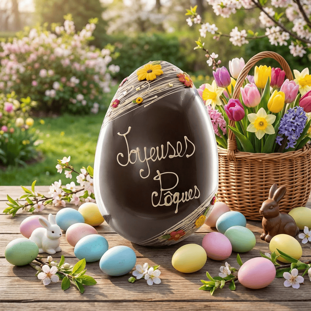 Joyeuses Pâques dark chocolate Easter egg 800g 5407008479633 The Belgian Chocolate Makers