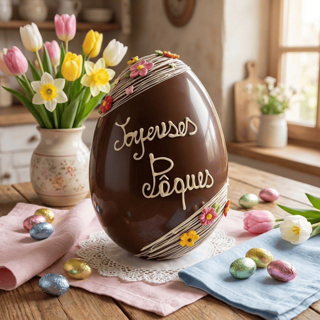 Joyeuses Pâques dark chocolate Easter egg 800g 5407008479633 The Belgian Chocolate Makers