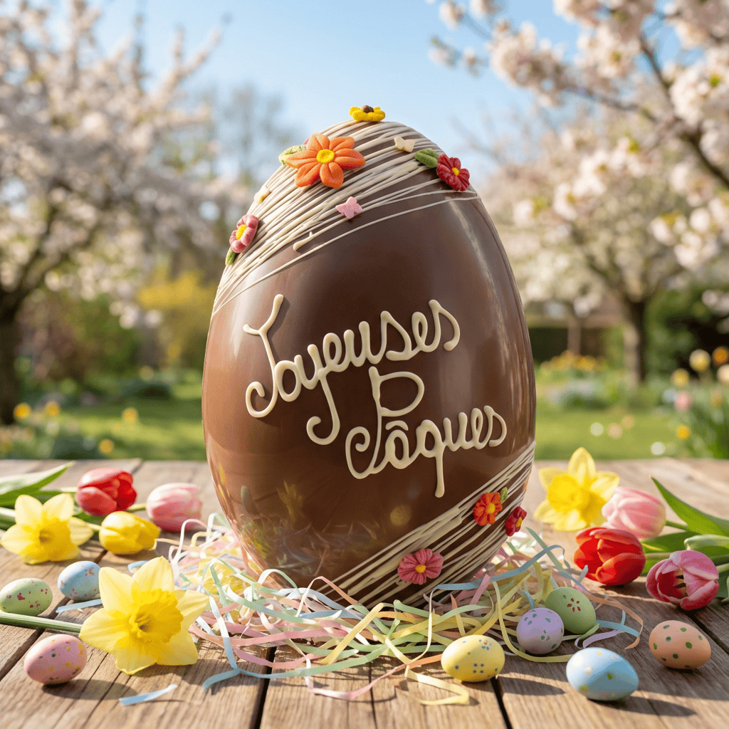 Joyeuses Pâques milk chocolate Easter egg 800g 5407008479640 The Belgian Chocolate Makers