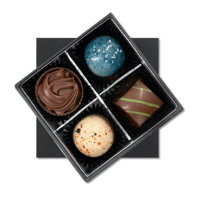 Luxury Belgian chocolate box with 4 pralines 50g 5407008475079 The Belgian Chocolate Makers