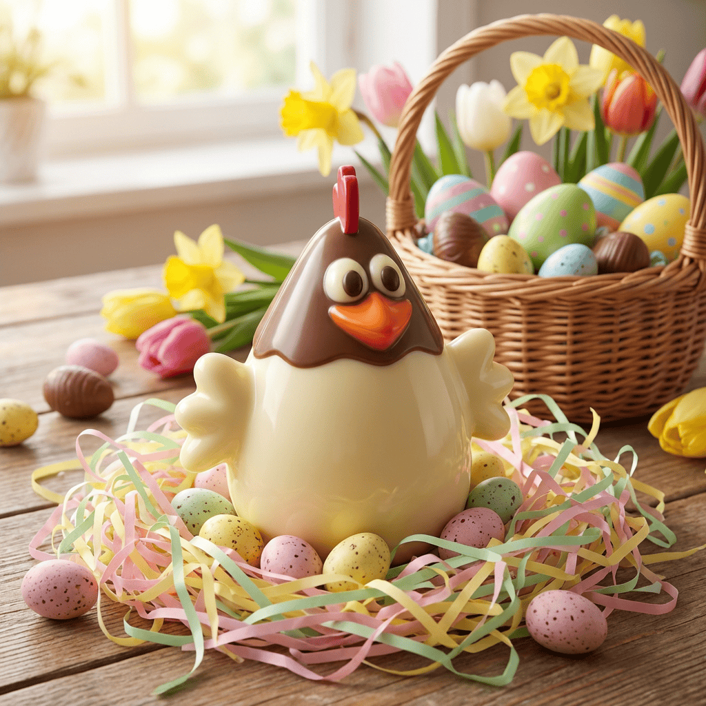 Milk and white chocolate Easter hen 200g 5407008475284 The Belgian Chocolate Makers