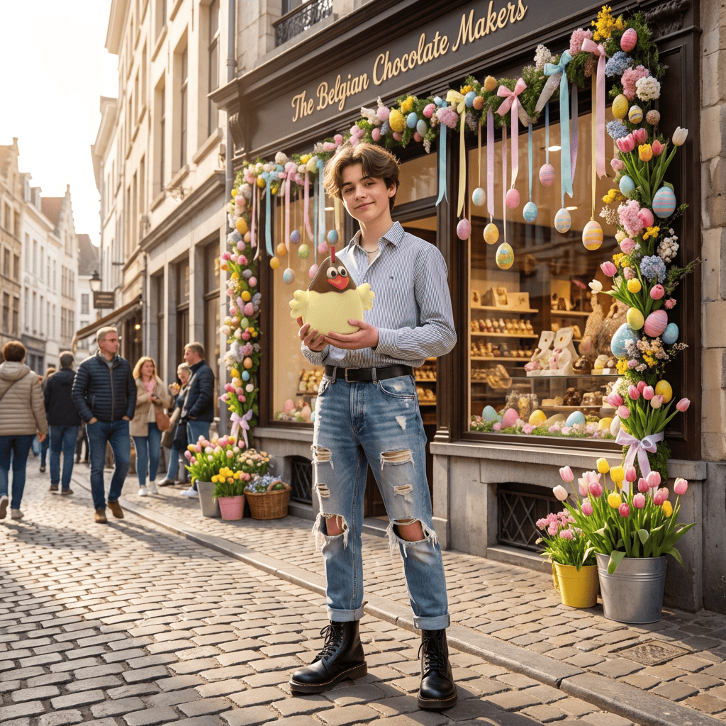 Milk and white chocolate Easter hen 200g 5407008475284 The Belgian Chocolate Makers