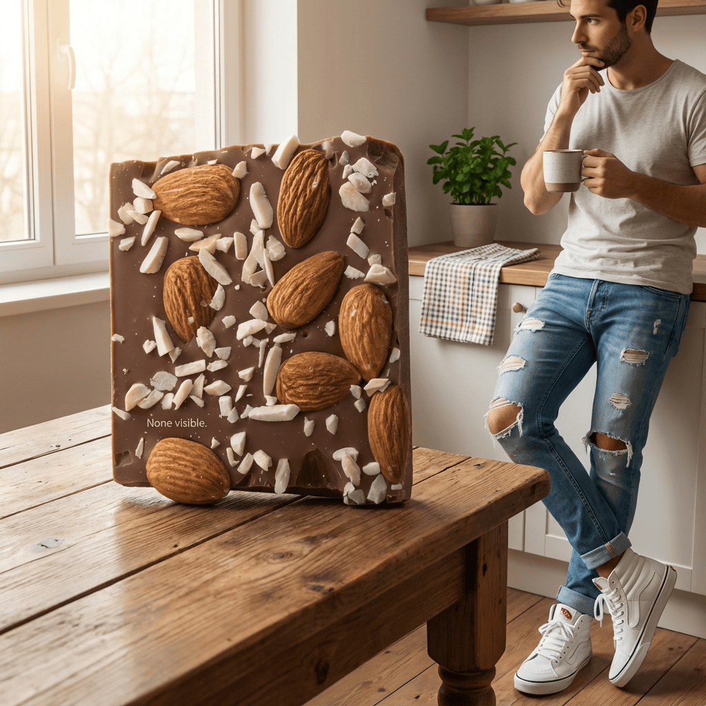 Milk chocolate broken bars with almond 5407008479312 The Belgian Chocolate Makers