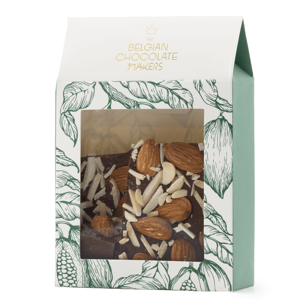 Milk chocolate broken bars with almond 5407008479312 The Belgian Chocolate Makers