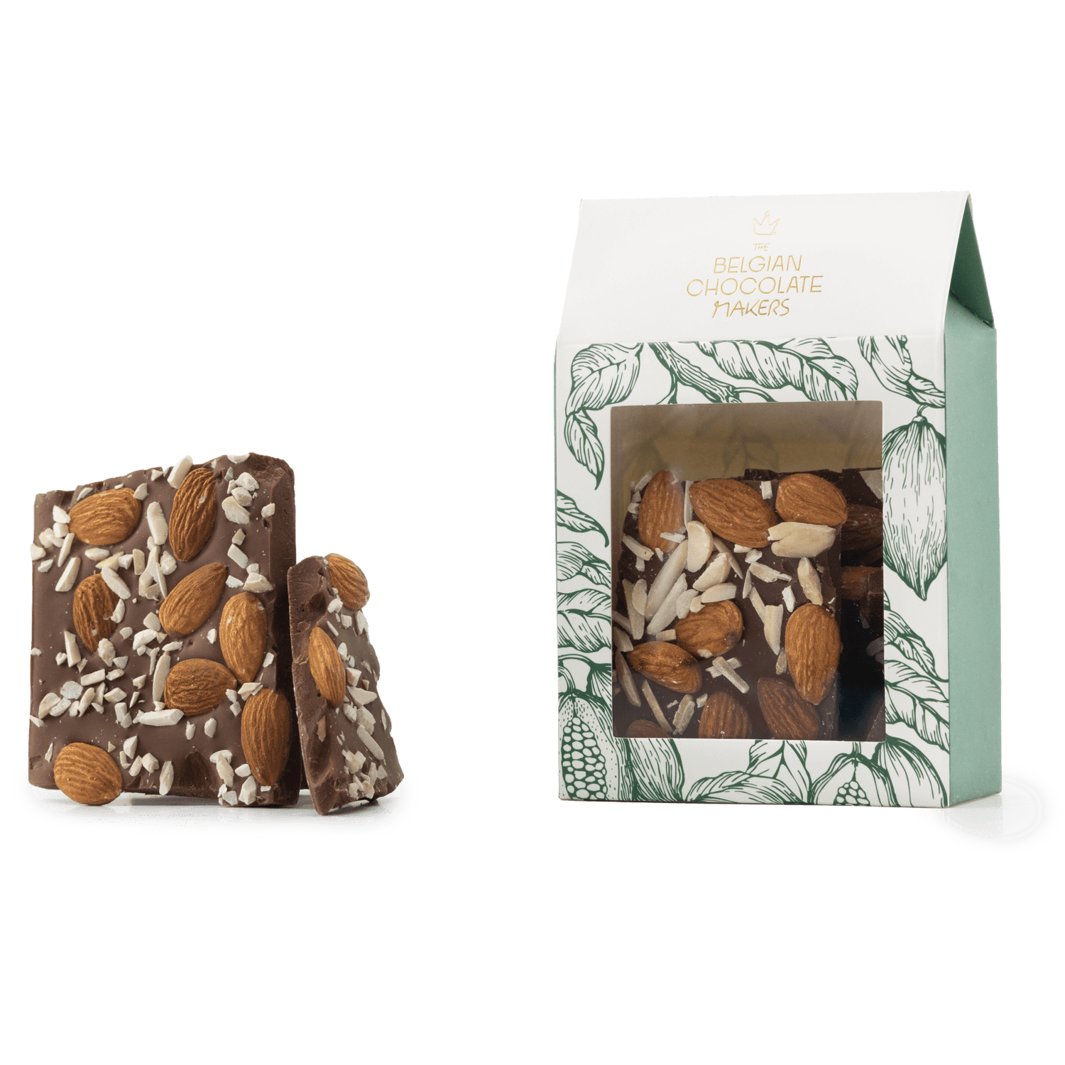 Milk chocolate broken bars with almond 5407008479312 The Belgian Chocolate Makers
