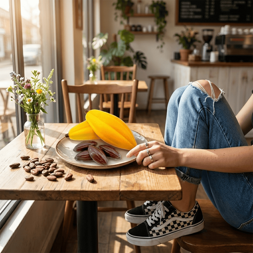 Milk chocolate cacao pod with pralines 100g 5407008478933 The Belgian Chocolate Makers