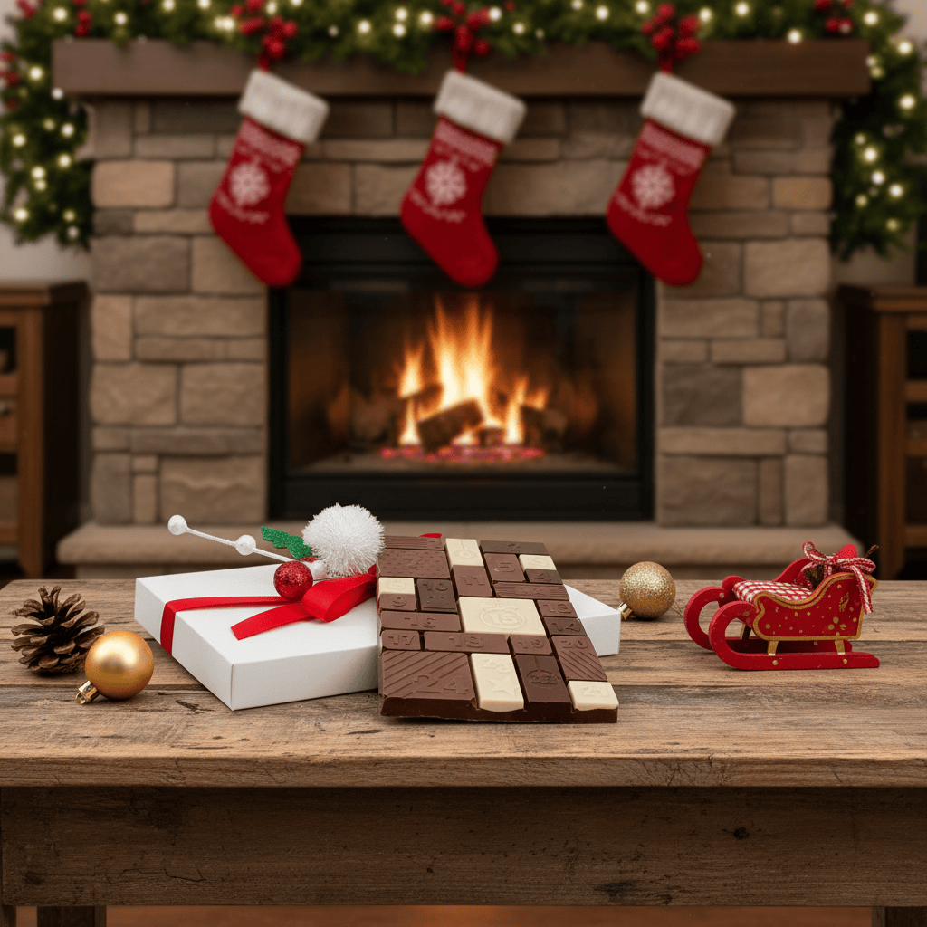 Milk chocolate Christmas advent calendar bar 200g 5407008470050 The Belgian Chocolate Makers