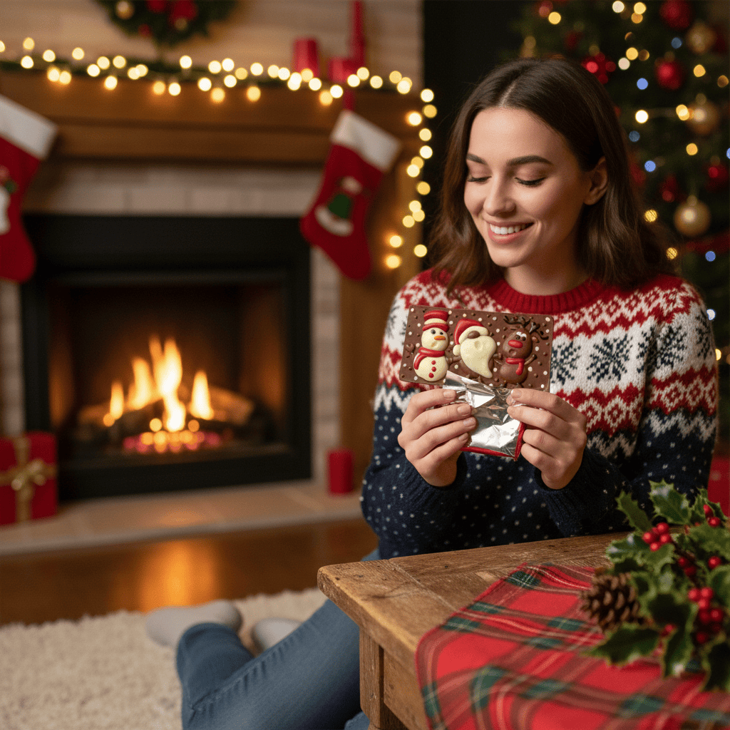 Milk chocolate Christmas friends bar 100g 5407008478605 The Belgian Chocolate Makers