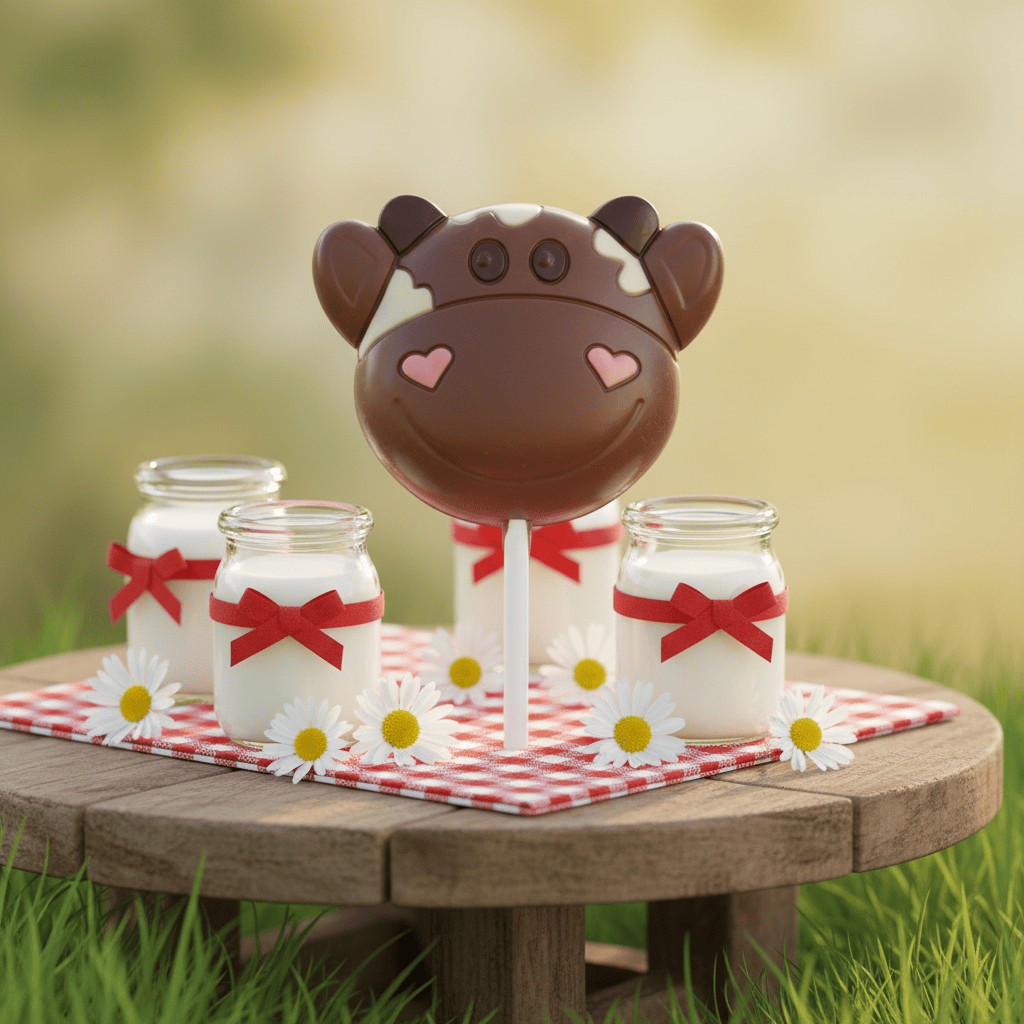 Milk chocolate cow lollipop 20g 5407008476410 The Belgian Chocolate Makers