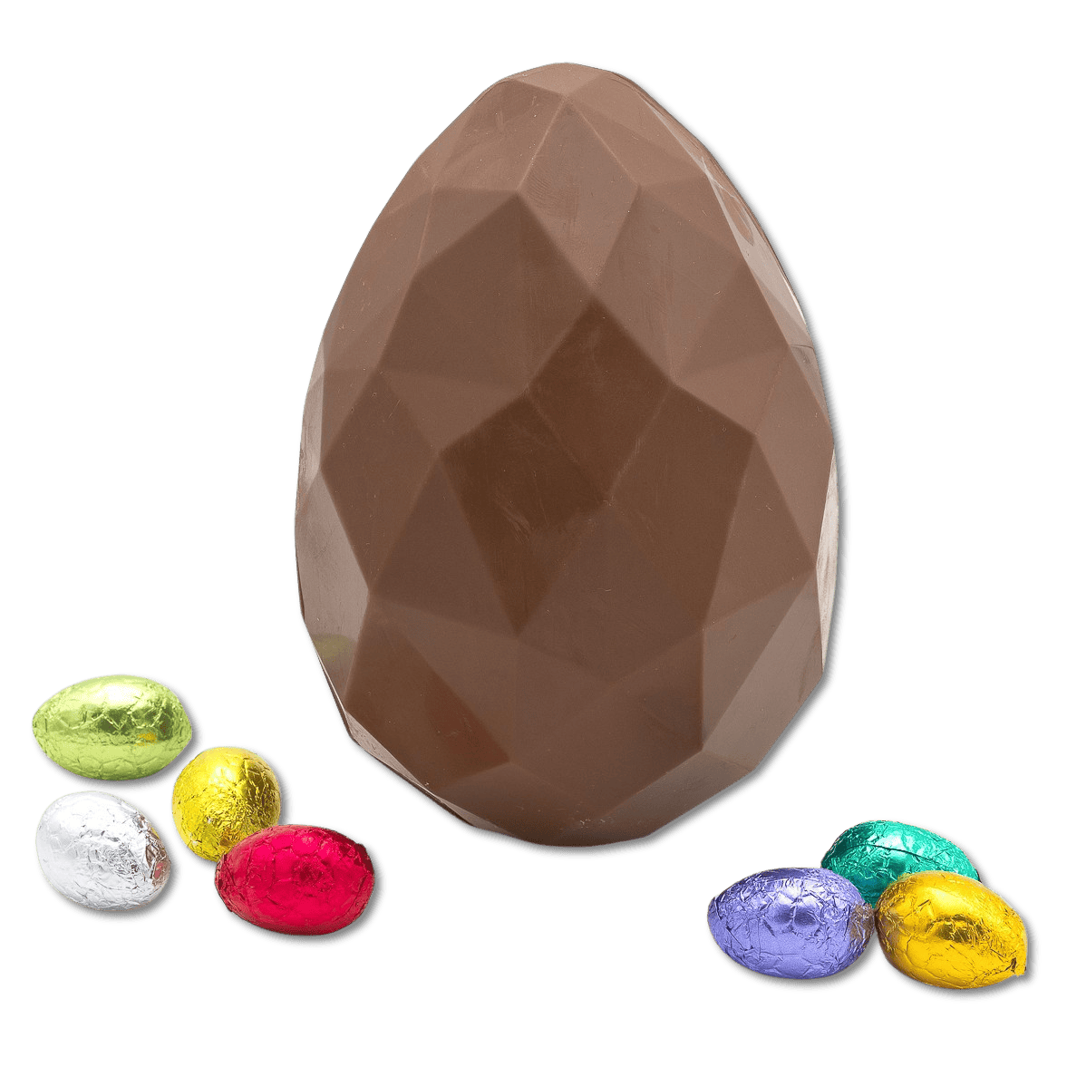 Milk chocolate diamond Easter egg with small eggs inside 300g 5407008475536 The Belgian Chocolate Makers
